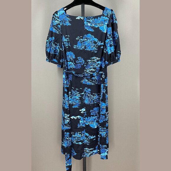 NEW Ann Taylor Dress Womens 4 black blue asian floral sheath classic - Picture 7 of 9